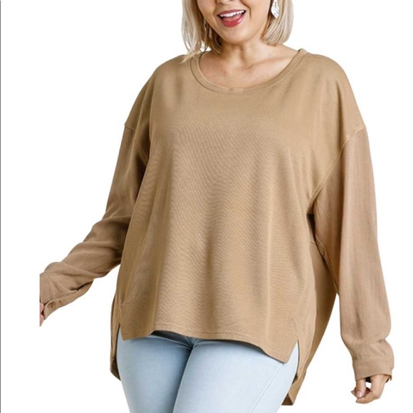 Umgee Tops - NWT Umgee Plus Almond Knit Linen Sleeve Top sz XL